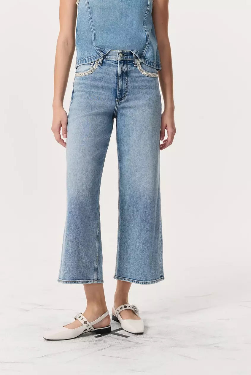 Andi Embellished Ankle-Length Wide-Leg Jeans - Pacific Jewel by Rag & Bone — alternate view