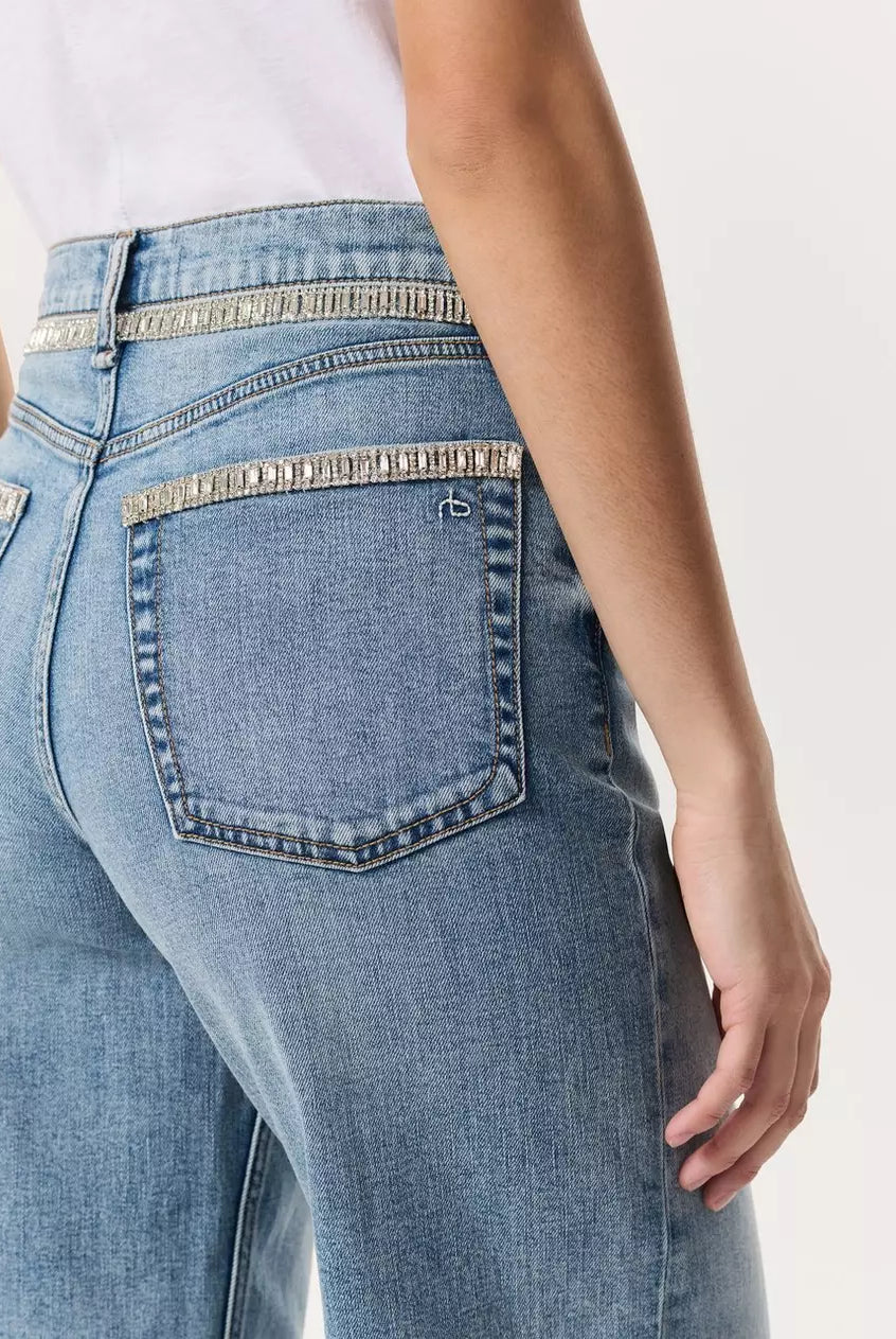 Andi Embellished Ankle-Length Wide-Leg Jeans - Pacific Jewel by Rag & Bone — view 3