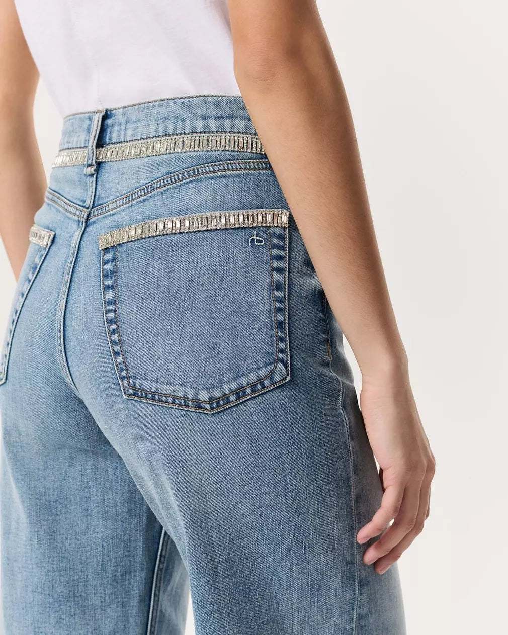 Andi Embellished Ankle-Length Wide-Leg Jeans - Pacific Jewel by Rag & Bone — view 3
