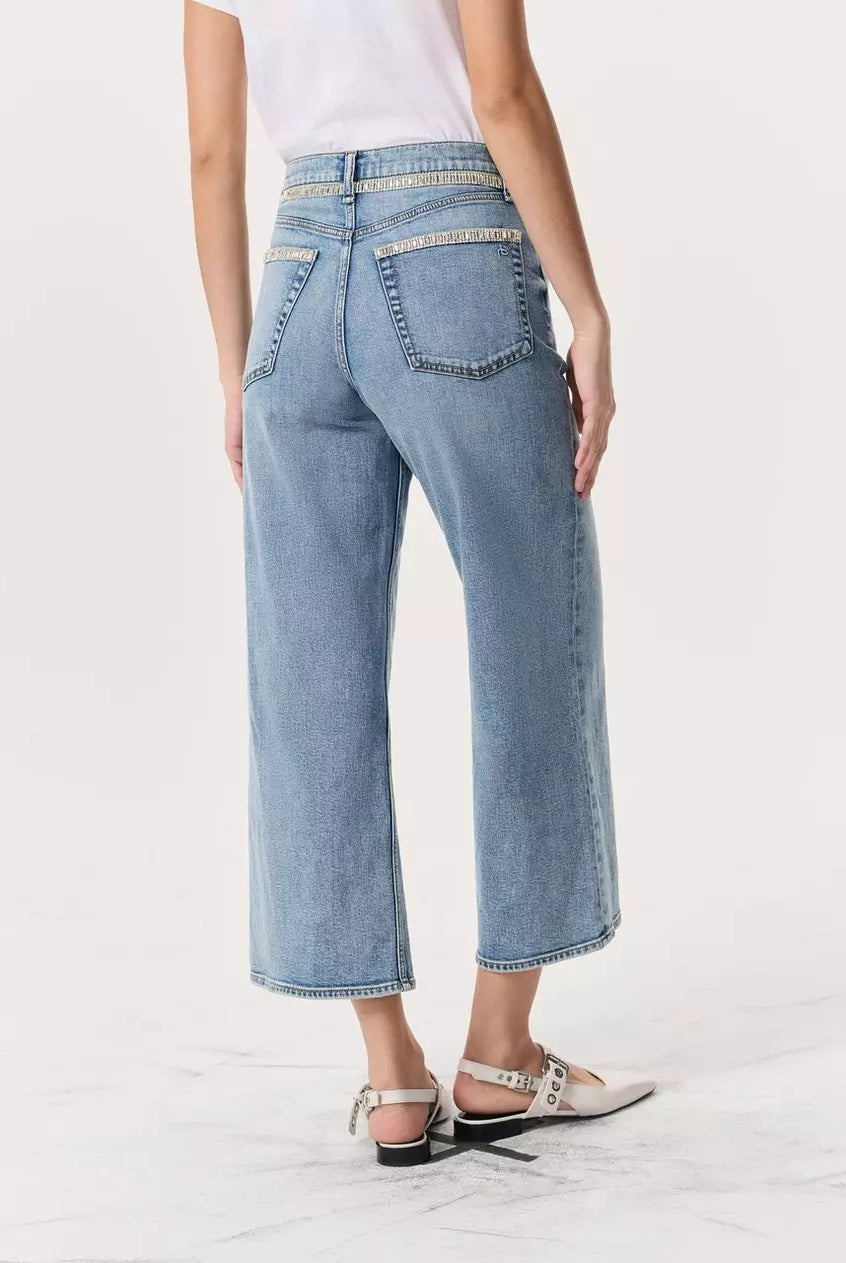 Andi Embellished Ankle-Length Wide-Leg Jeans - Pacific Jewel by Rag & Bone — view 4