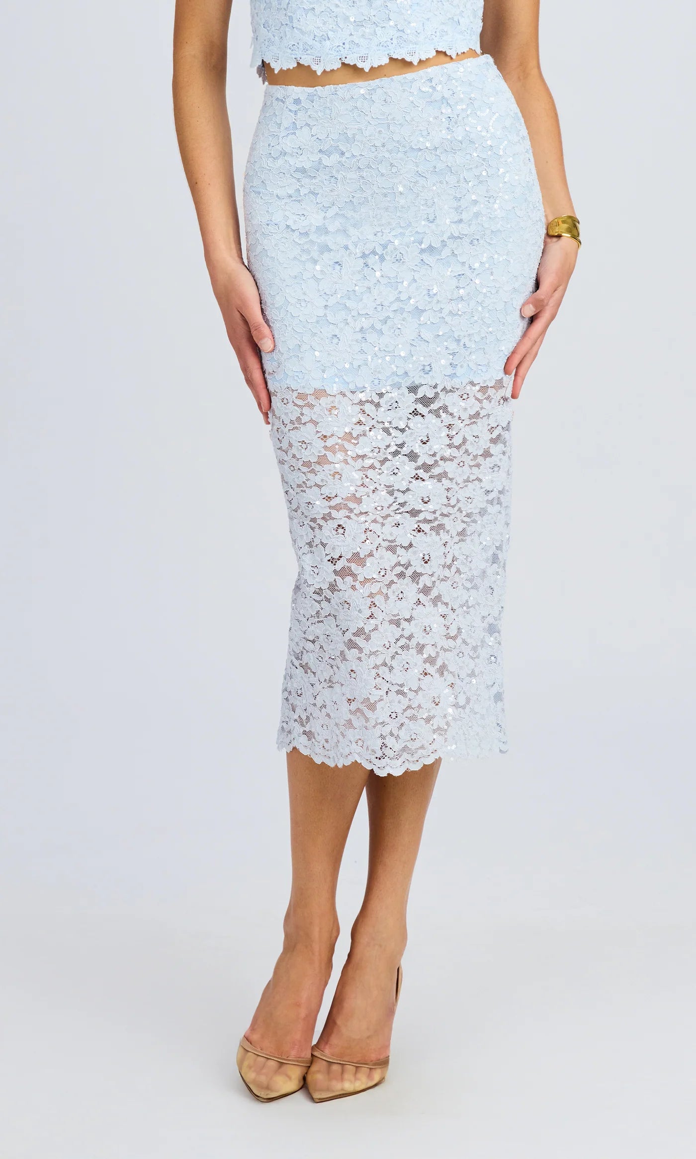 Rave Sequin Lace Skirt - Opal by Generation Love — alternate view