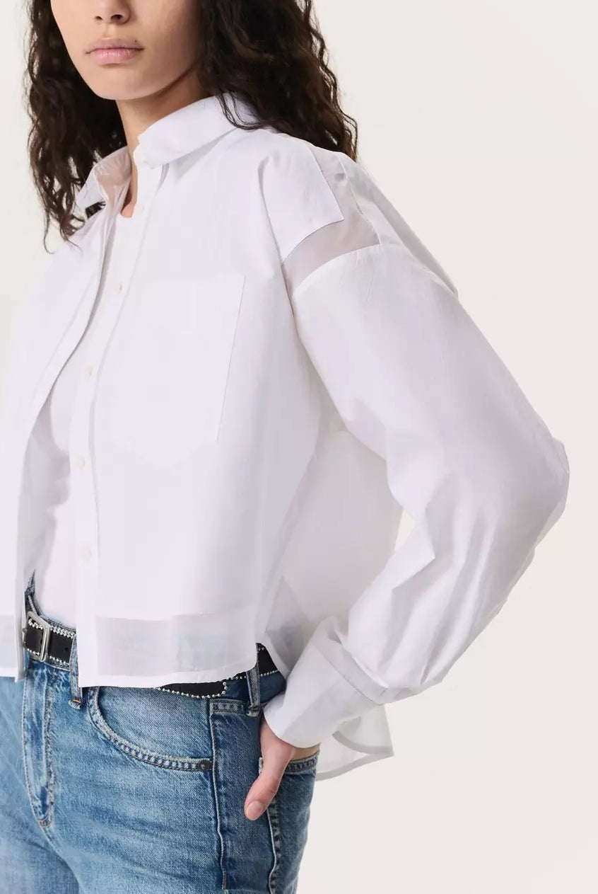 Beatrice Cropped Poplin-Organza Shirt - White by Rag & Bone — alternate view