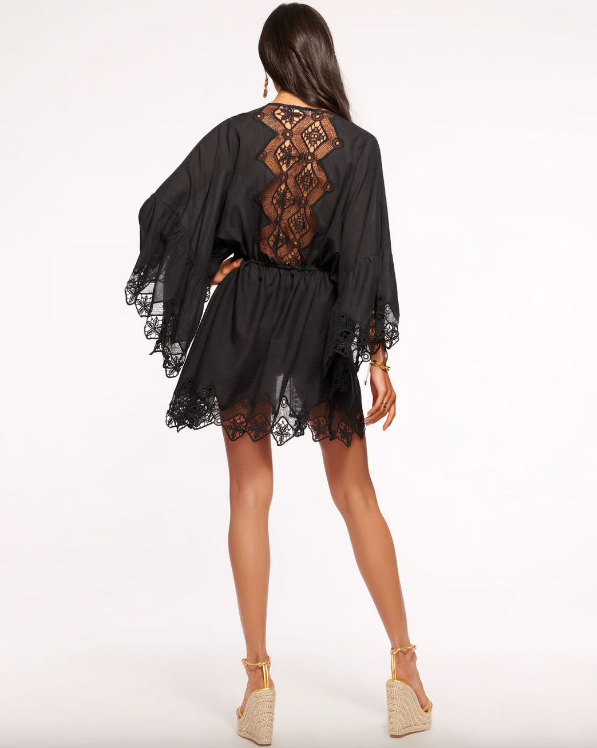 April Lace Coverup Mini Dress - Black by Ramy Brook — view 5