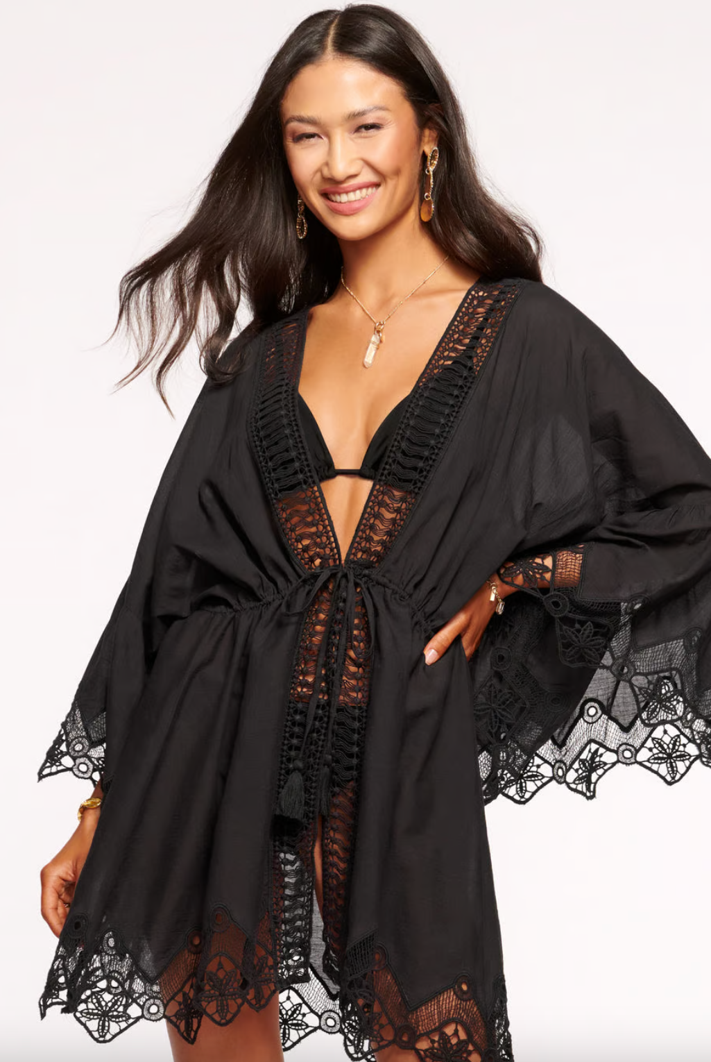 April Lace Coverup Mini Dress - Black by Ramy Brook | 25 South Boutiques