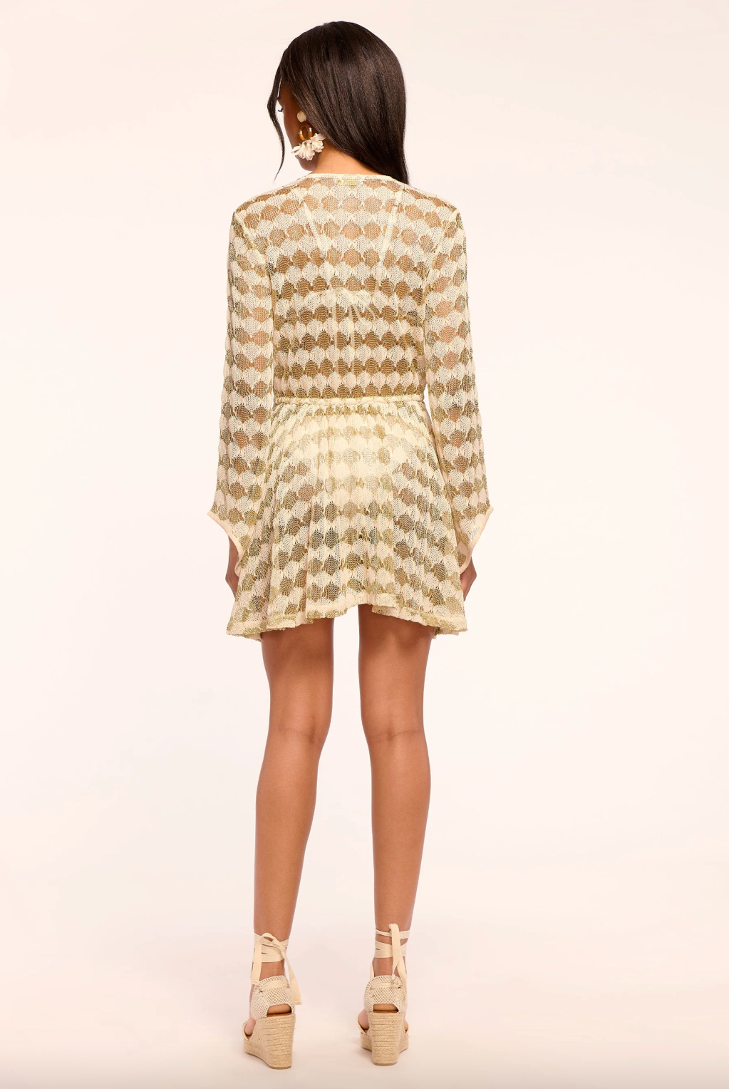 Arrika Crochet Coverup Mini Dress - Gold Crochet by Ramy Brook — view 4