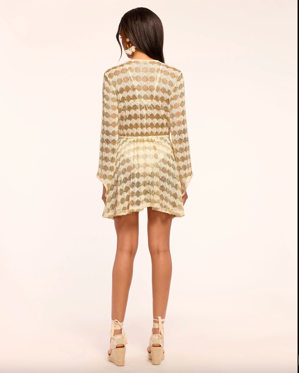 Arrika Crochet Coverup Mini Dress - Gold Crochet by Ramy Brook — view 4