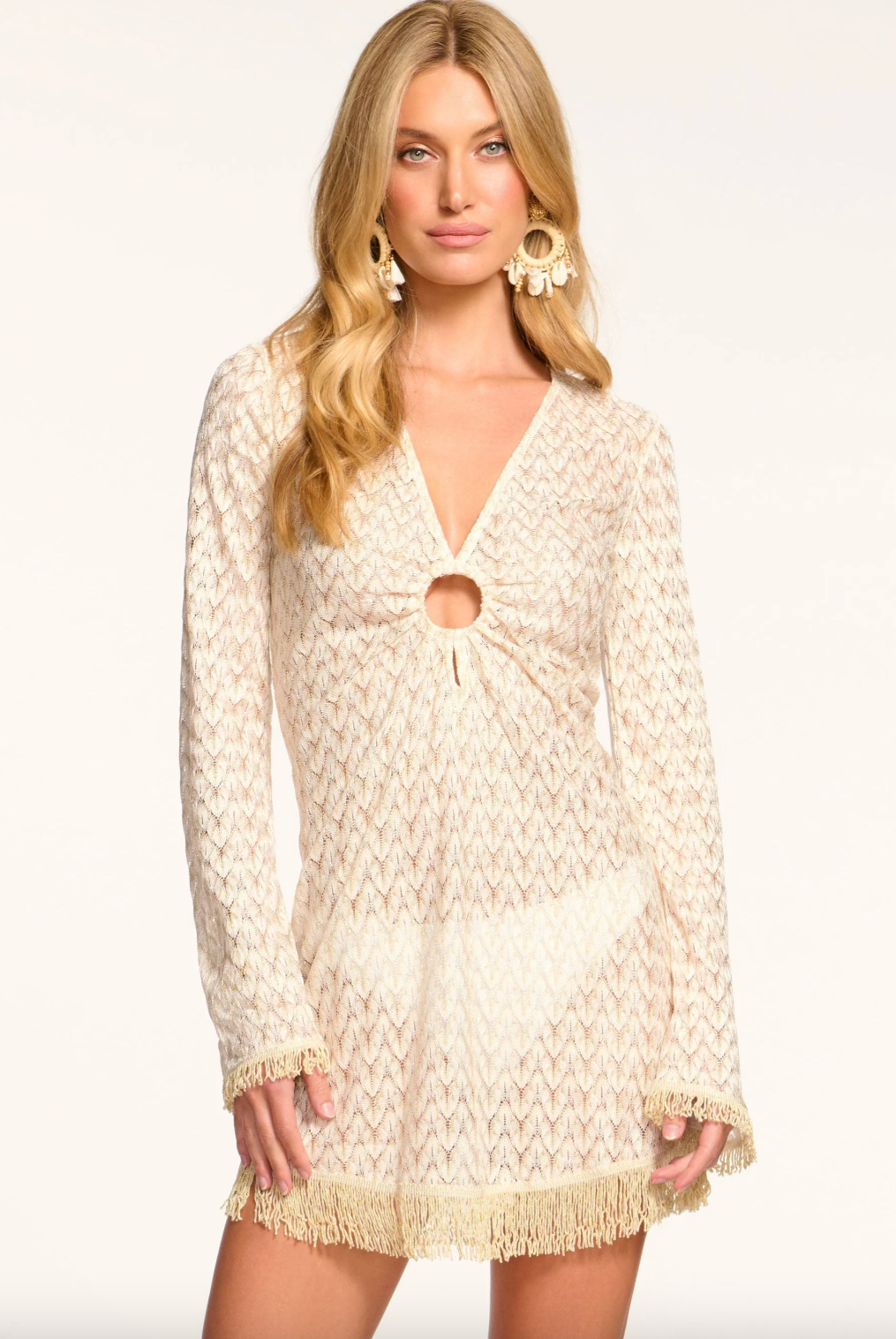 Zig Zag Cassie Coverup Mini Dress - White Zigzag by Ramy Brook — alternate view