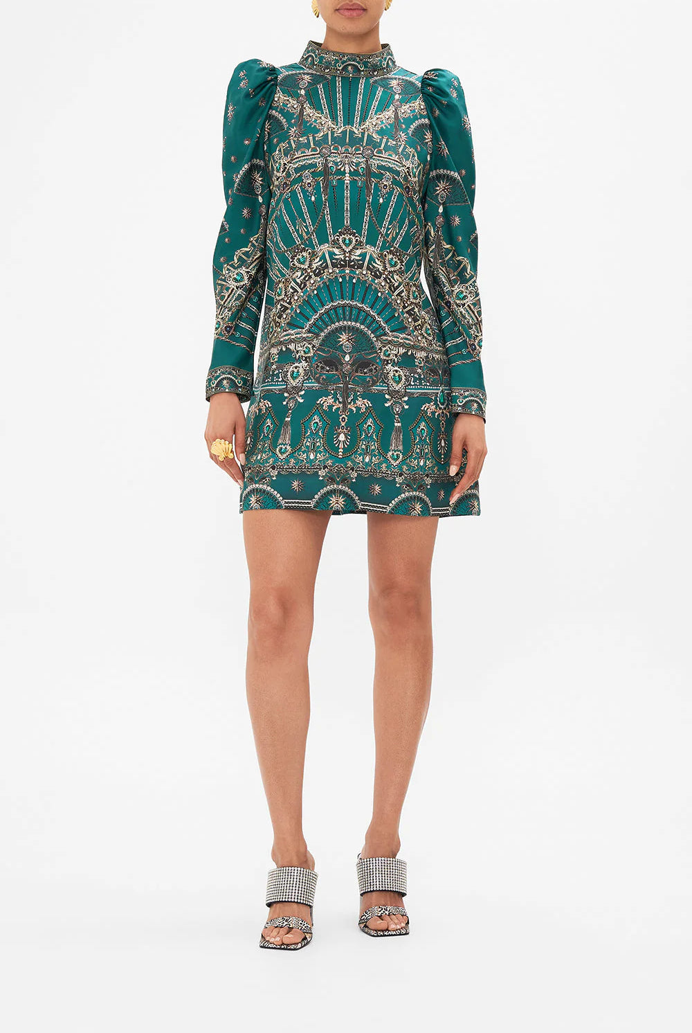 Puff Sleeve High Neck Mini Dress - A Venice Veil by Camilla | 25 South Boutiques