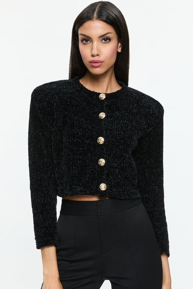 Breanna Chunky Knit Cardigan - Black by Alice & Olivia | 25 South Boutiques