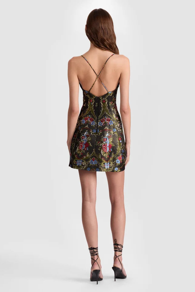Tayla Mini Dress - Black Multi by Alice & Olivia — view 4