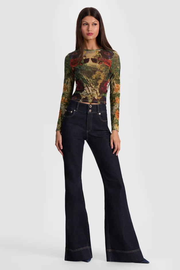 Delaina Mesh Top - Forbidden Forest by Alice & Olivia — alternate view