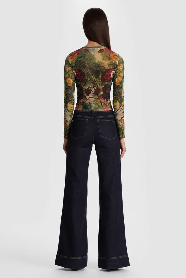 Delaina Mesh Top - Forbidden Forest by Alice & Olivia — view 3