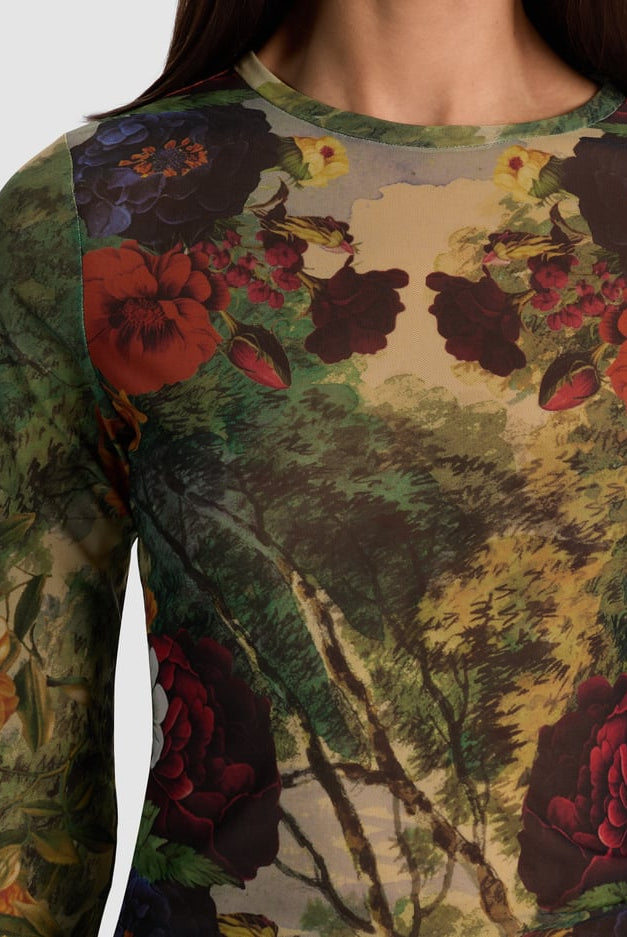 Delaina Mesh Top - Forbidden Forest by Alice & Olivia — view 4