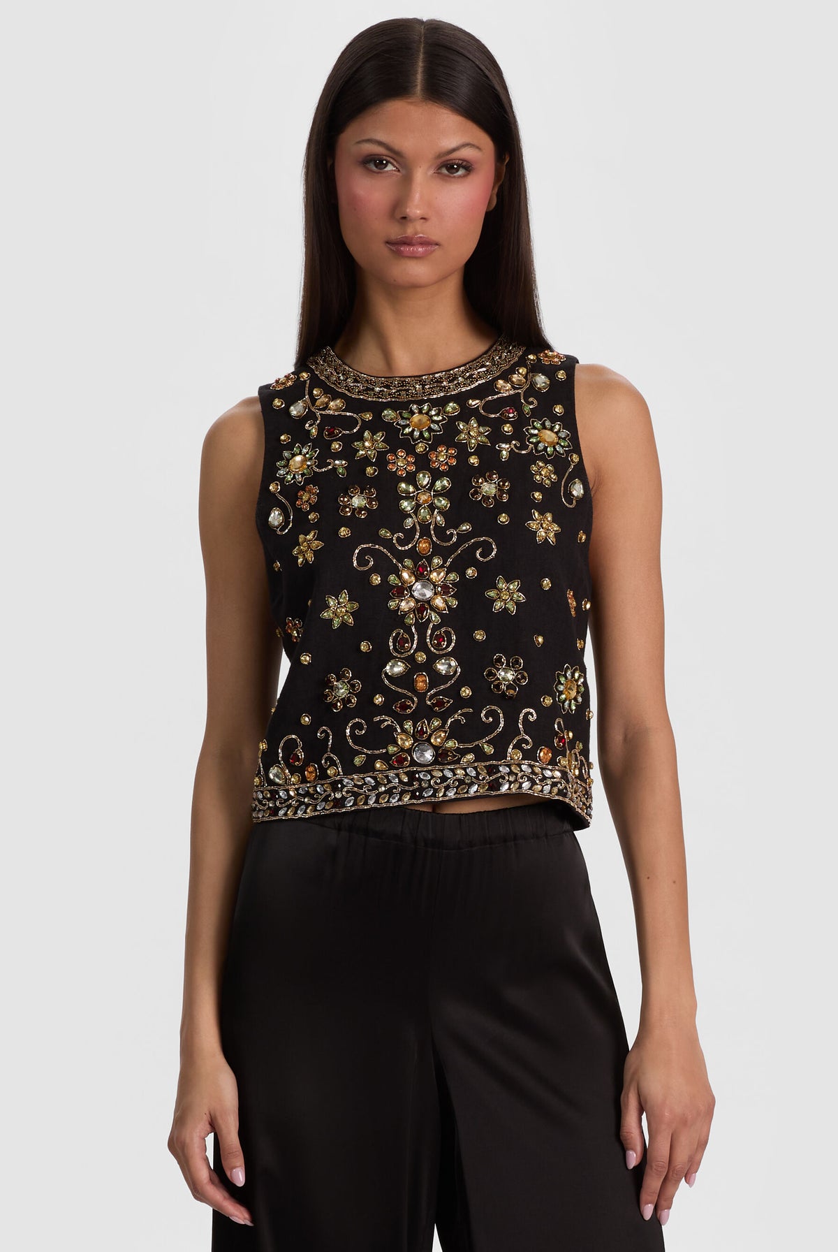 Amal Embellished Tank - Black Multi by Alice & Olivia | 25 South Boutiques