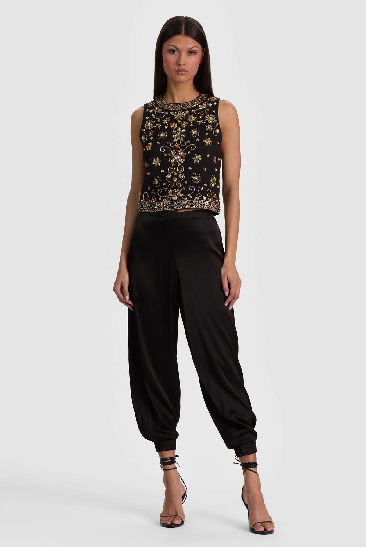 Amal Embellished Tank - Black Multi by Alice & Olivia — alternate view