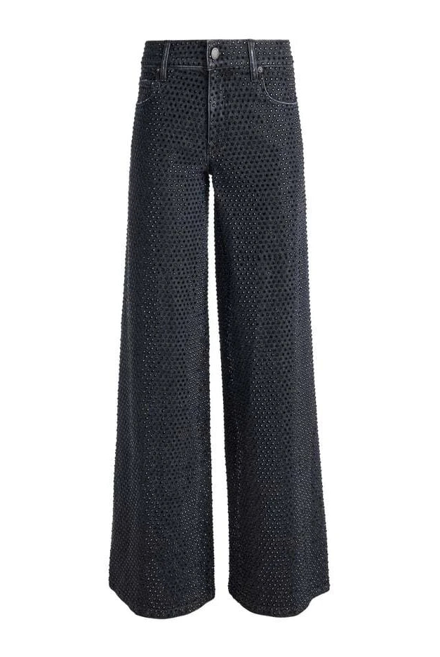 Trish Low Rise Embellished Baggy Jean - Charcoal Black by Alice & Olivia — view 5
