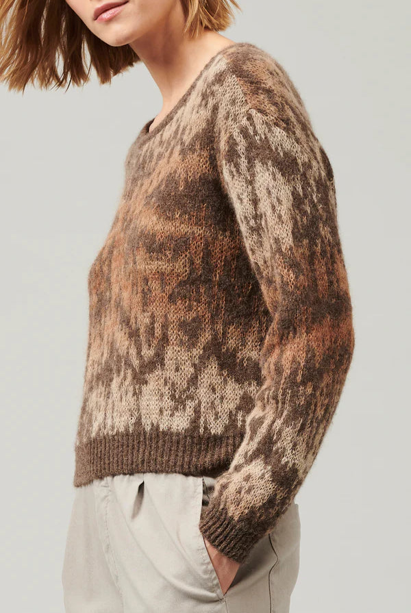 Crewneck Alpaca Mohair Yarn Sweater - Mocha by Tandem — view 3