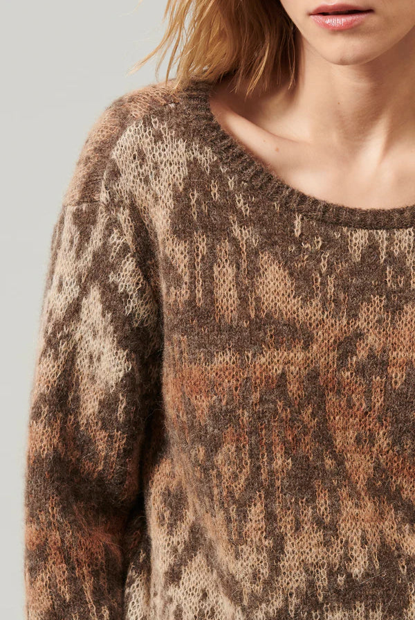 Crewneck Alpaca Mohair Yarn Sweater - Mocha by Tandem — alternate view