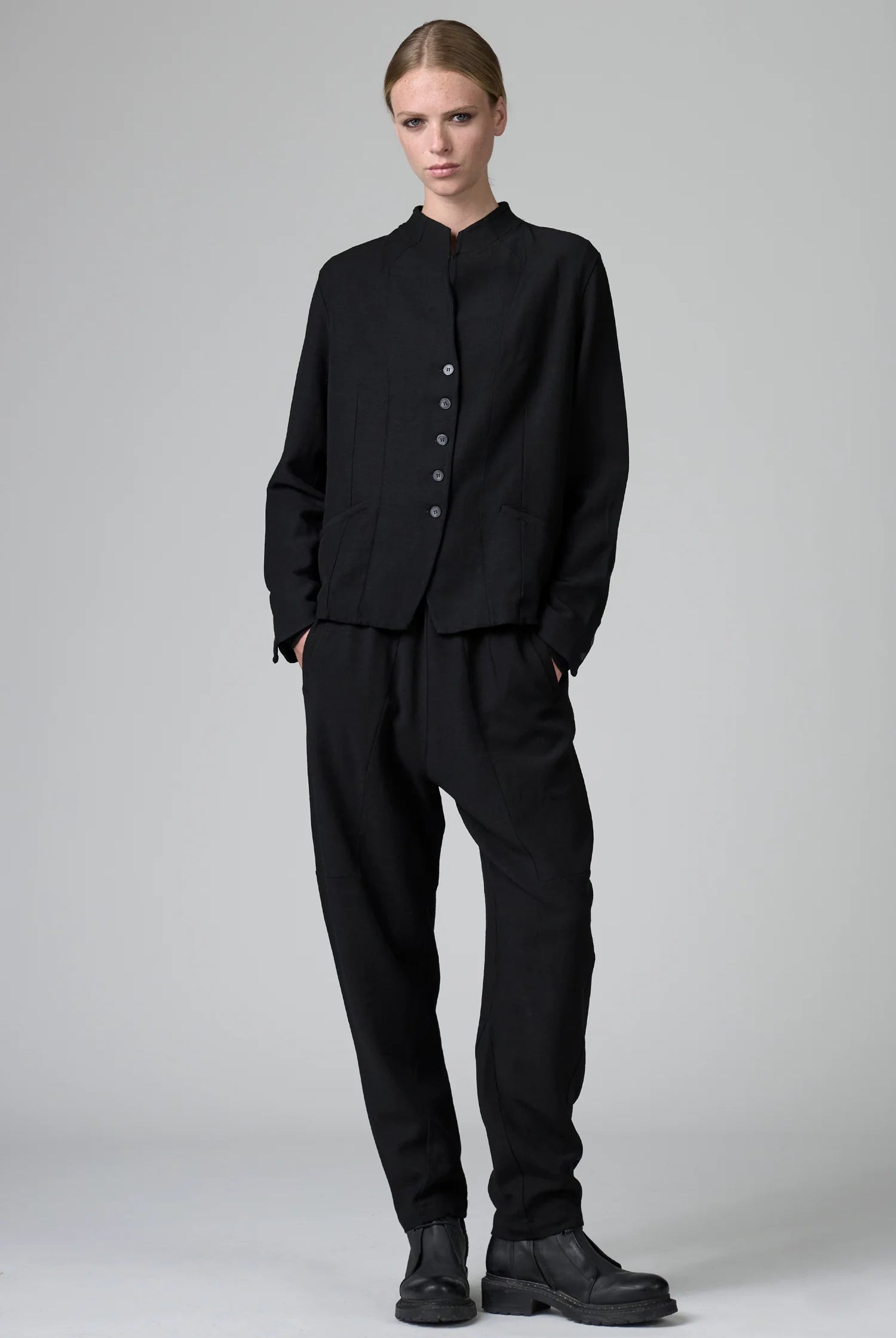 Stretch Wool Shaped Jacket - Black by Transit Par-Such — view 4