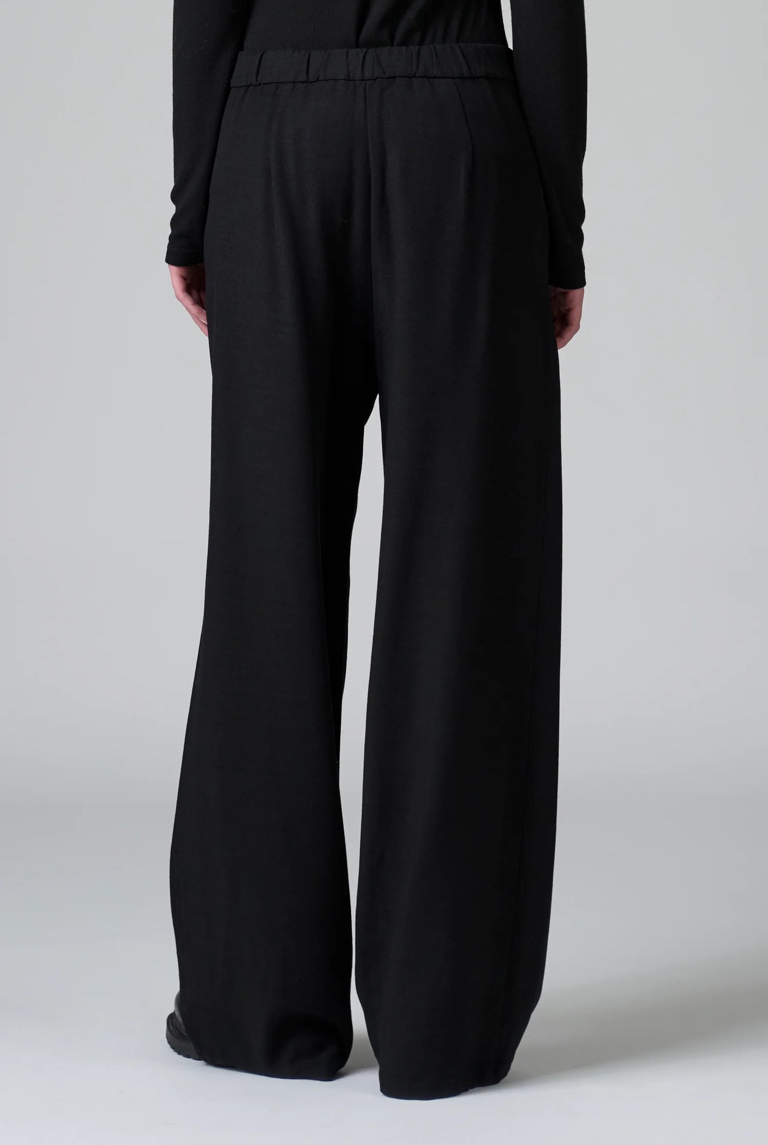 Stretch Wool Wide Leg Trousers - Black by Transit Par-Such — view 4