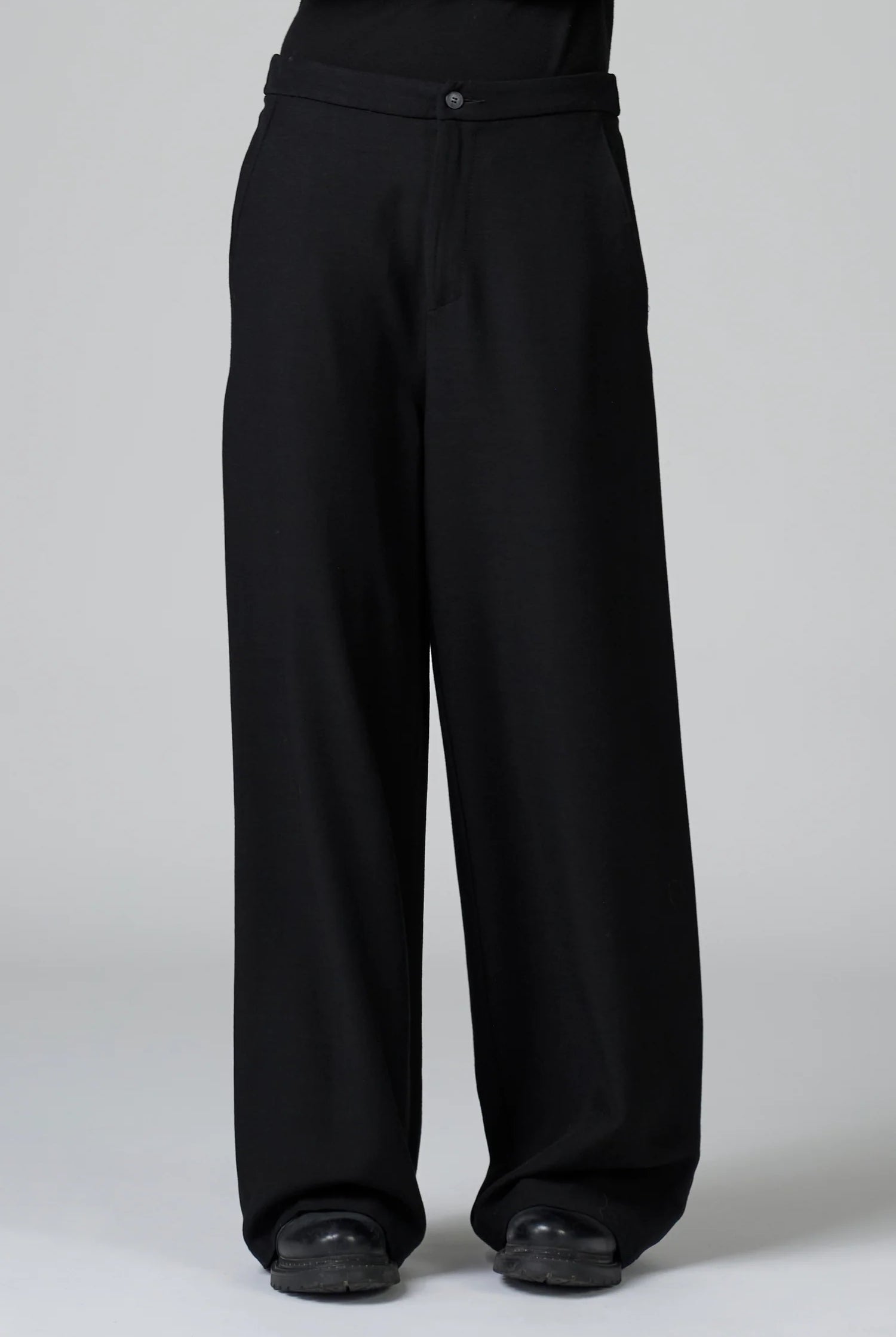 Stretch Wool Wide Leg Trousers - Black by Transit Par-Such — alternate view