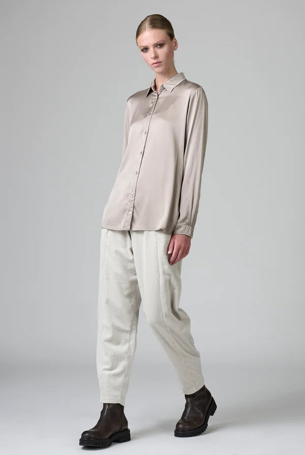 Regular Fit Stretch Silk Shirt - Stone by Transit Par-Such — view 4
