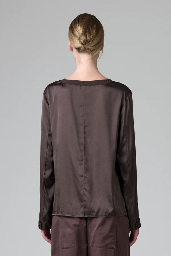 Comfort Fit Silk Georgette Collar Blouse - Merlot by Transit Par-Such — view 3