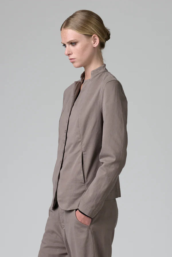 Mandarin Collar Jacket - Taupe by Transit Par-Such — view 3