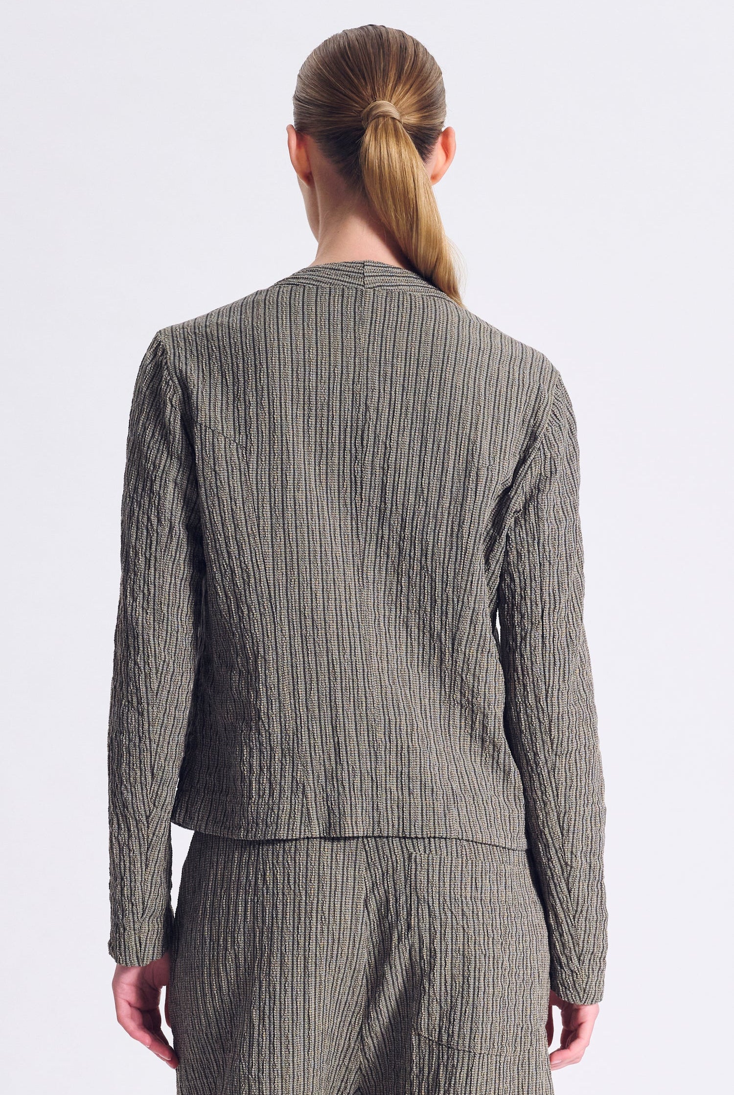 Double-Breasted Embossed Jacket - Taupe by Transit Par-Such — view 3