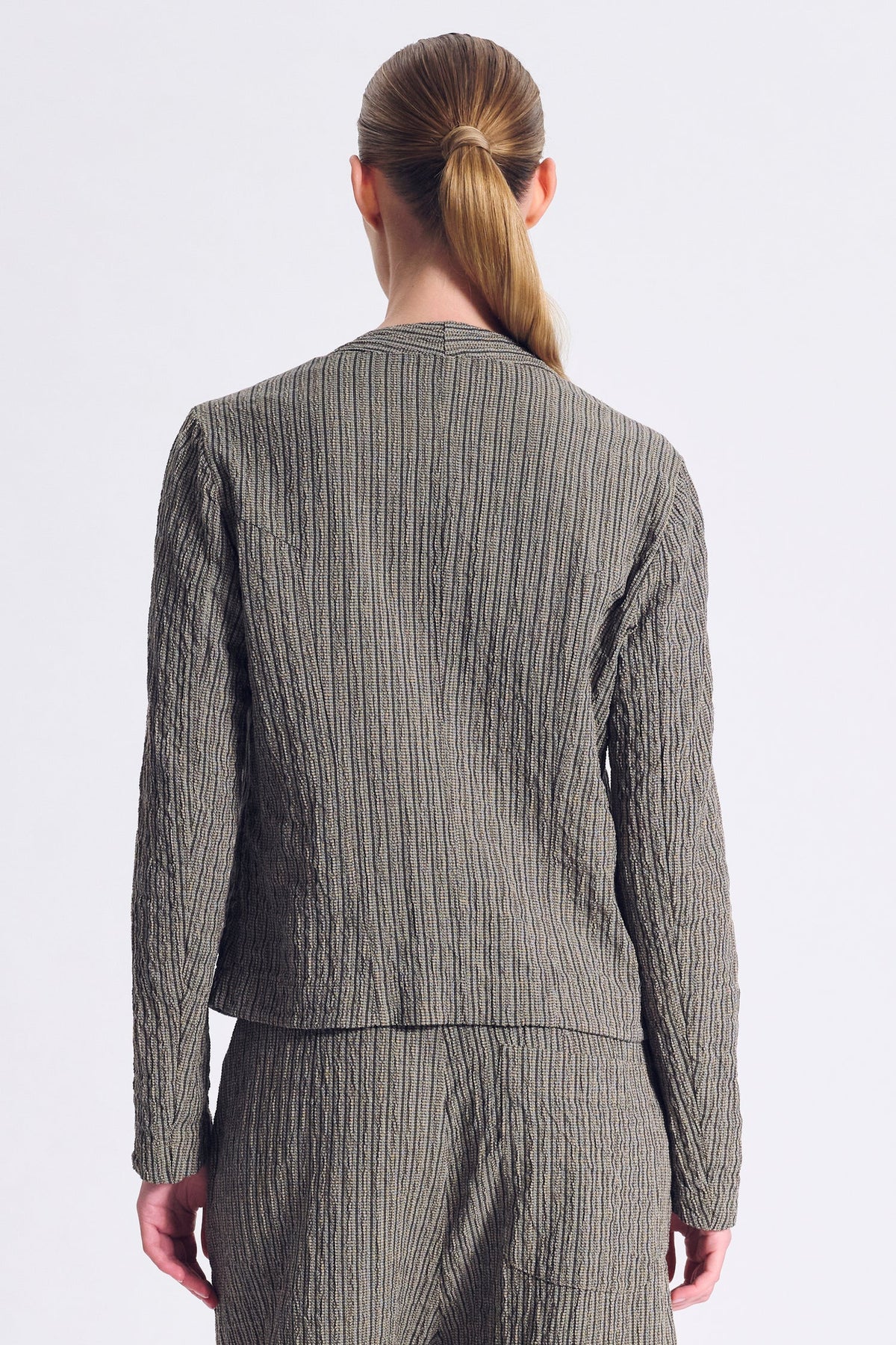 Double-Breasted Embossed Jacket - Taupe by Transit Par-Such — view 3