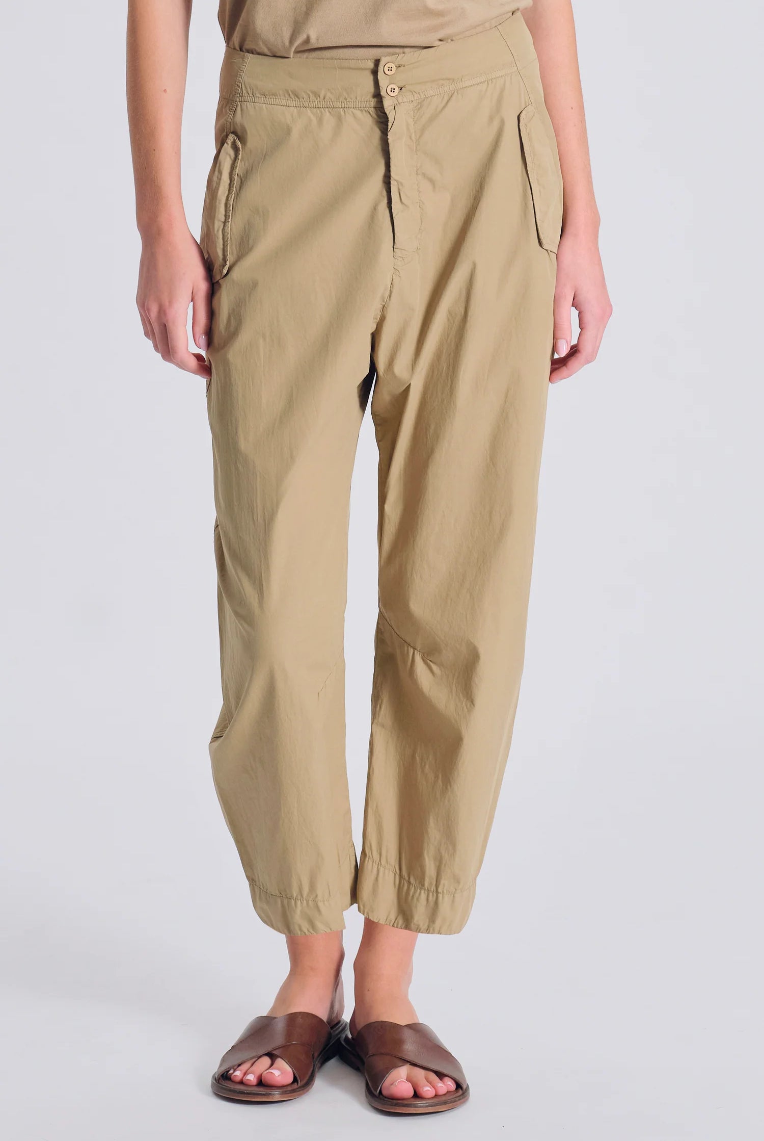 Comfort Fit Light Cotton Trousers - Nut by Transit Par-Such — alternate view