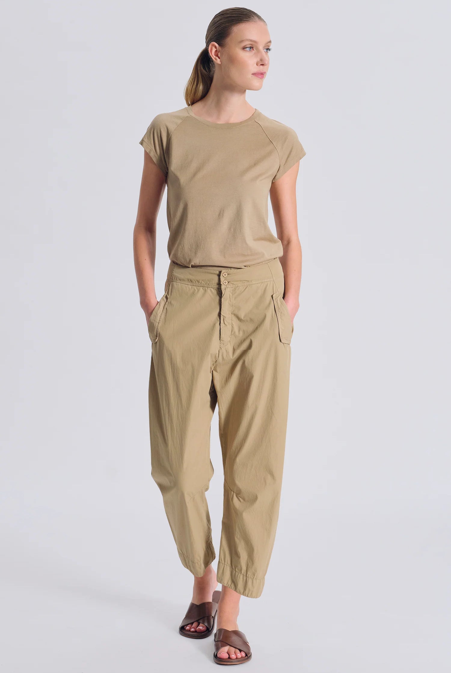 Comfort Fit Light Cotton Trousers - Nut by Transit Par-Such | 25 South Boutiques