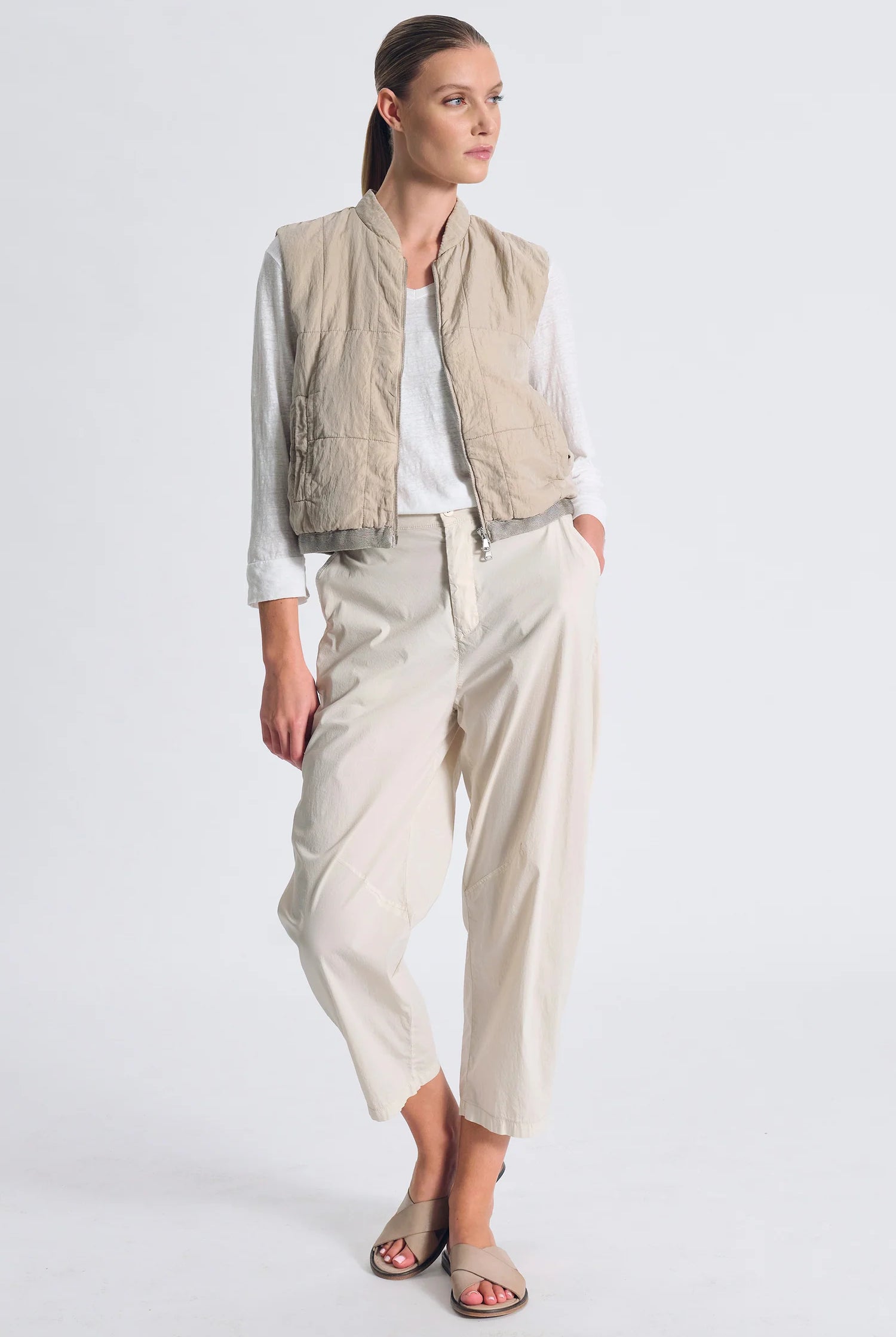 Regular Fit Padded Silk Vest - Sand by Transit Par-Such — alternate view