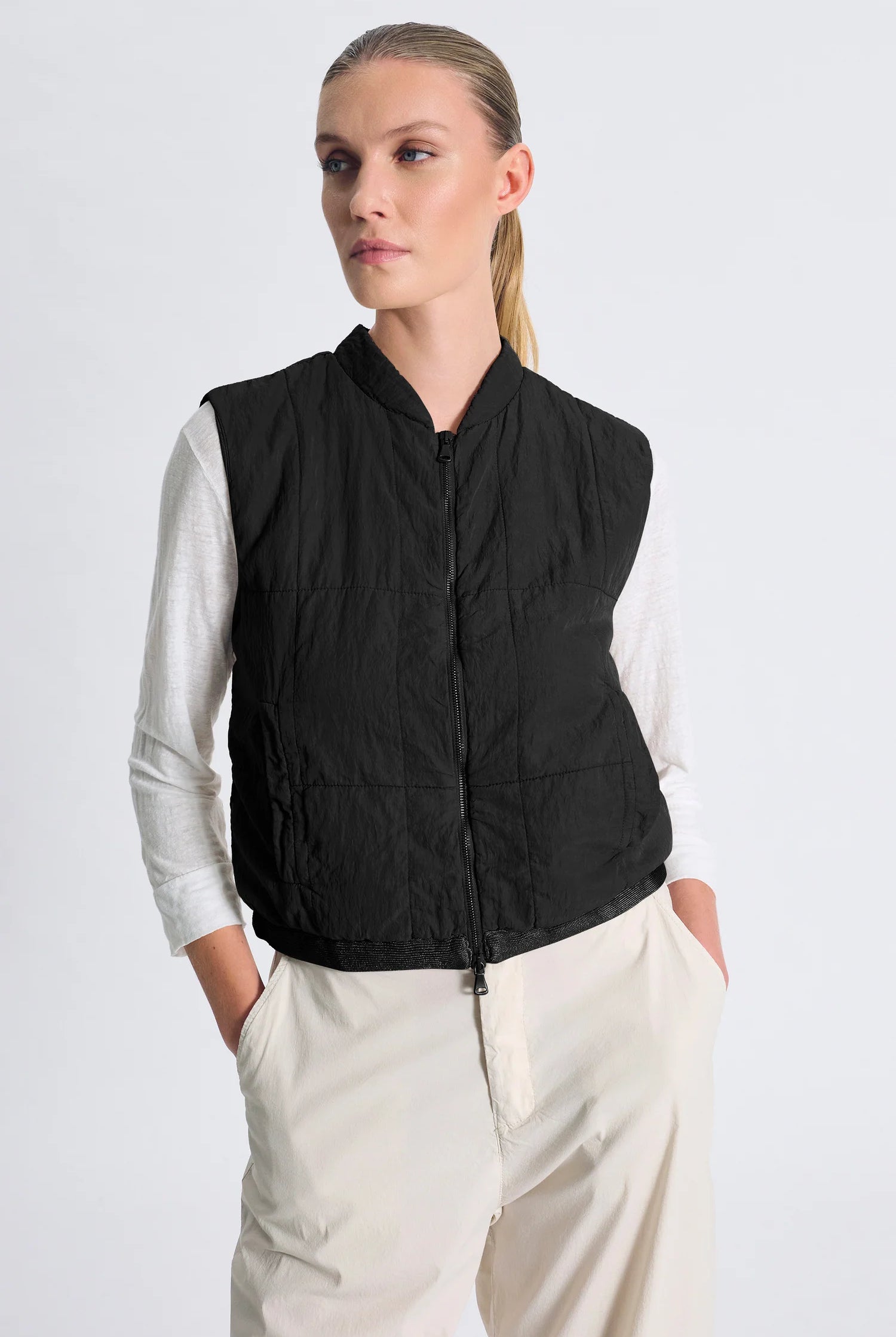 Regular Fit Padded Silk Vest - Black by Transit Par-Such | 25 South Boutiques