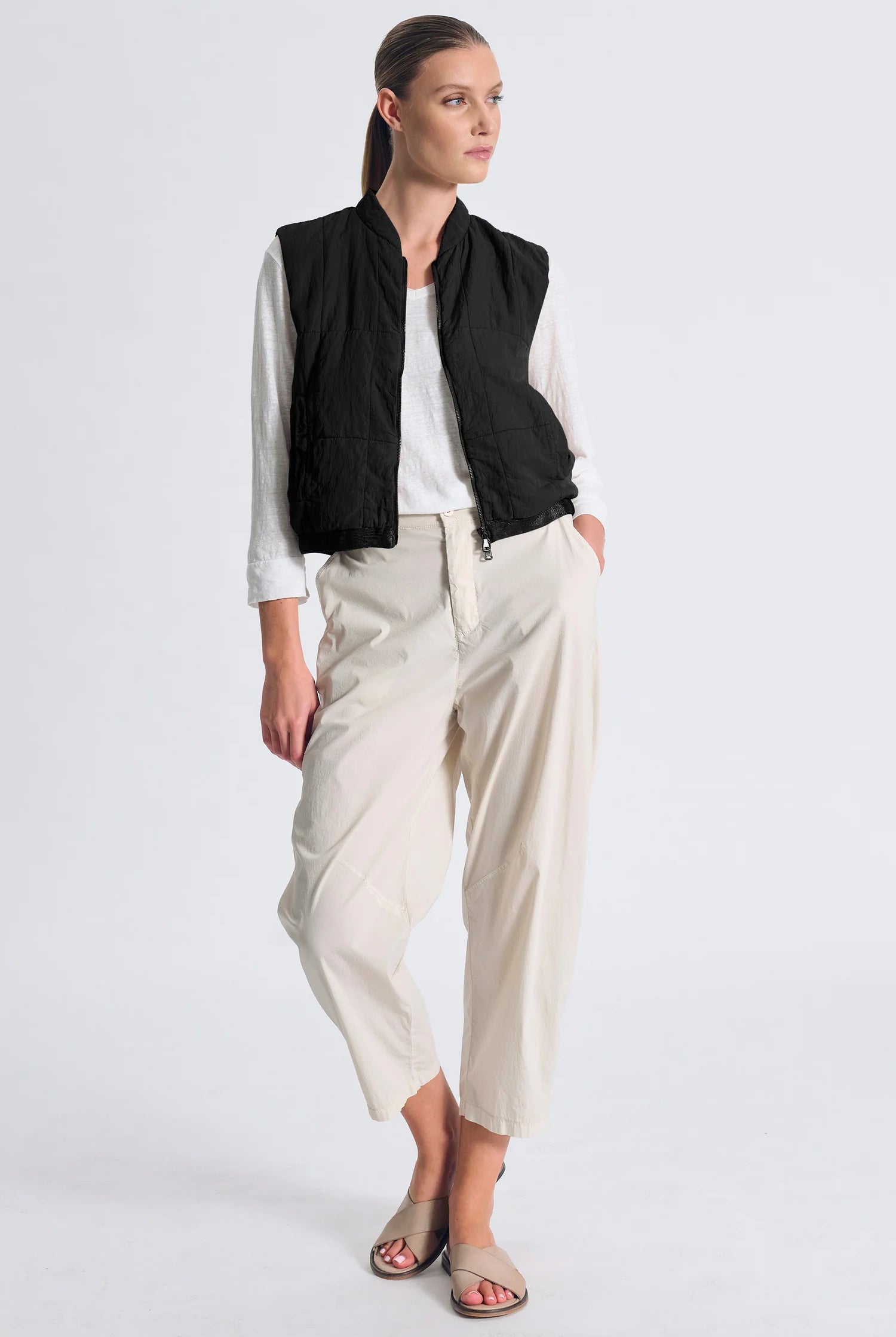 Regular Fit Padded Silk Vest - Black by Transit Par-Such — alternate view