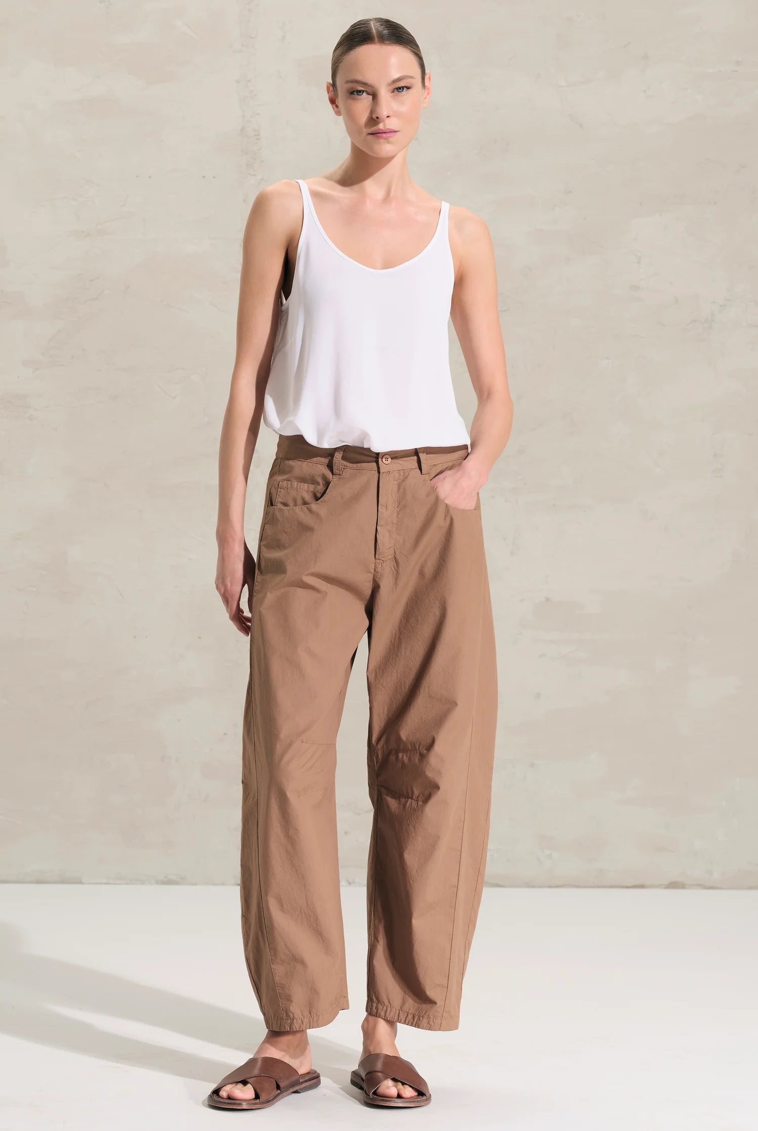 Cotton 5-pocket Balloon Trousers - Nut by Transit Par-Such | 25 South Boutiques