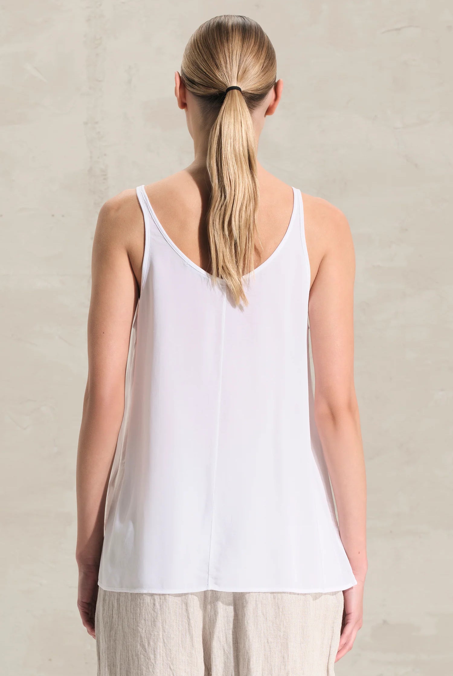 Elastic Viscose Crepe Tank - White by Transit Par-Such — view 4