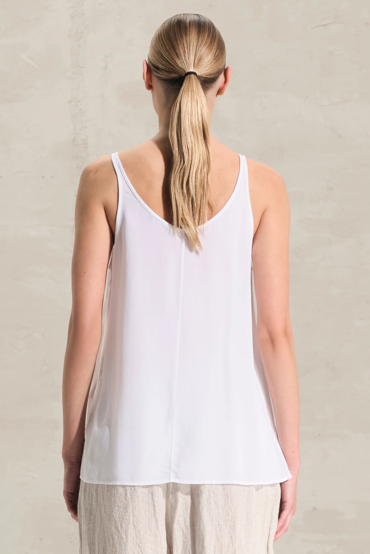 Elastic Viscose Crepe Tank - White by Transit Par-Such — view 4
