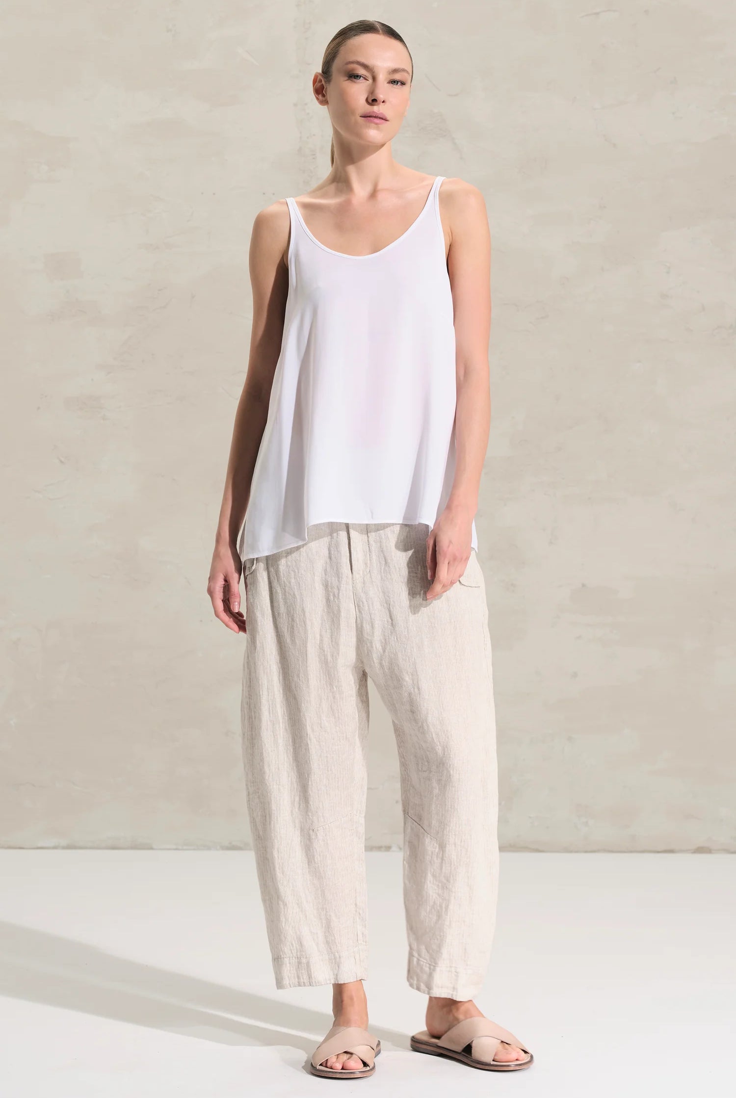 Elastic Viscose Crepe Tank - White by Transit Par-Such — alternate view