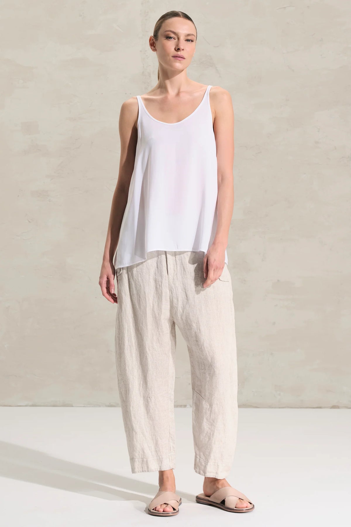 Elastic Viscose Crepe Tank - White by Transit Par-Such — alternate view