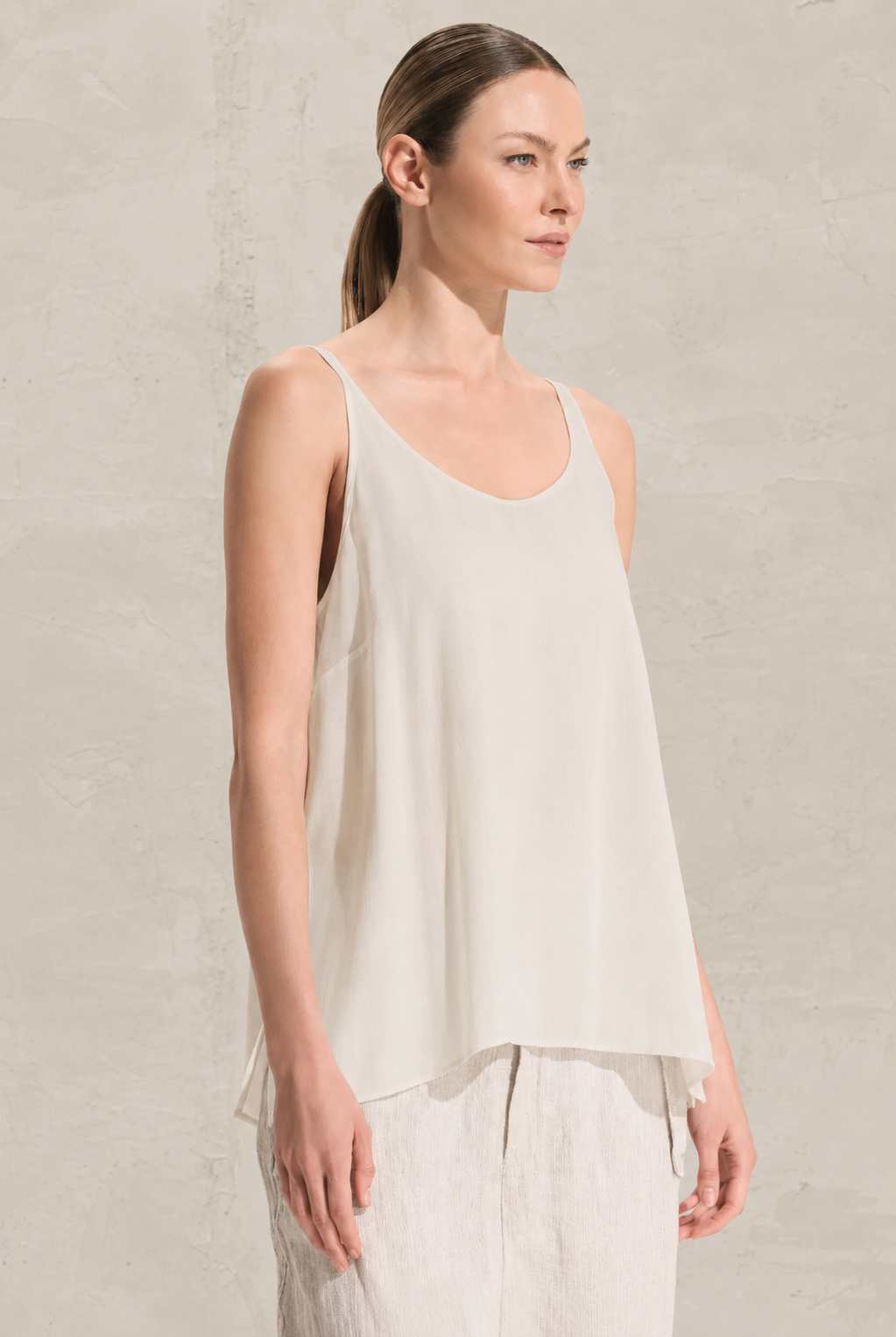 Elastic Viscose Crepe Tank - Sand by Transit Par-Such — alternate view