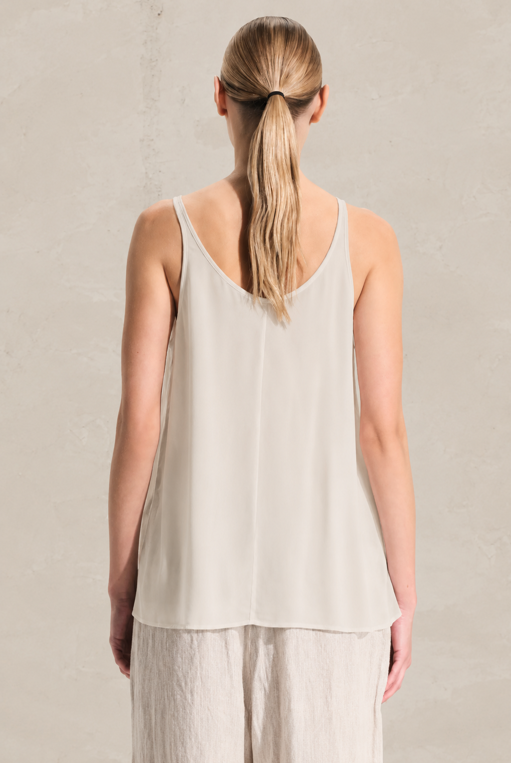 Elastic Viscose Crepe Tank - Sand by Transit Par-Such — view 3