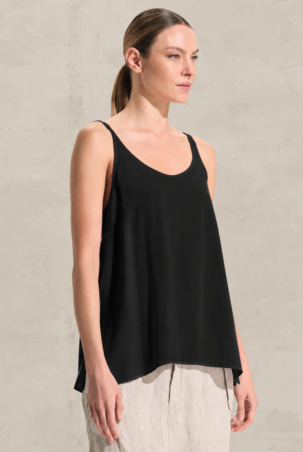 Elastic Viscose Crepe Tank - Black by Transit Par-Such — alternate view
