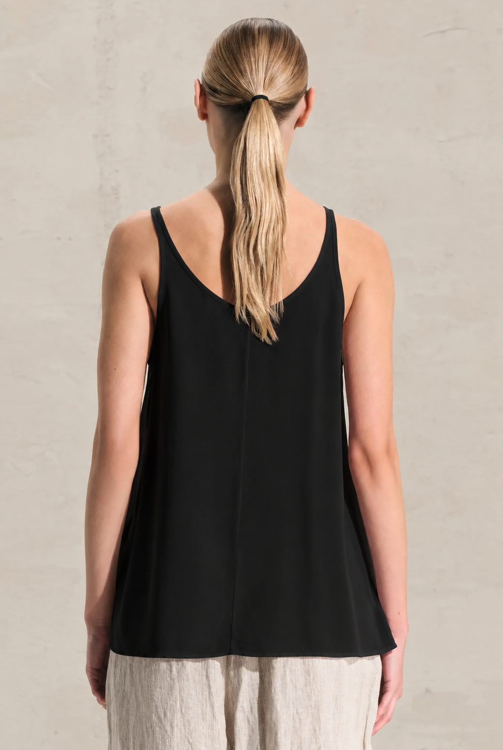 Elastic Viscose Crepe Tank - Black by Transit Par-Such — view 3