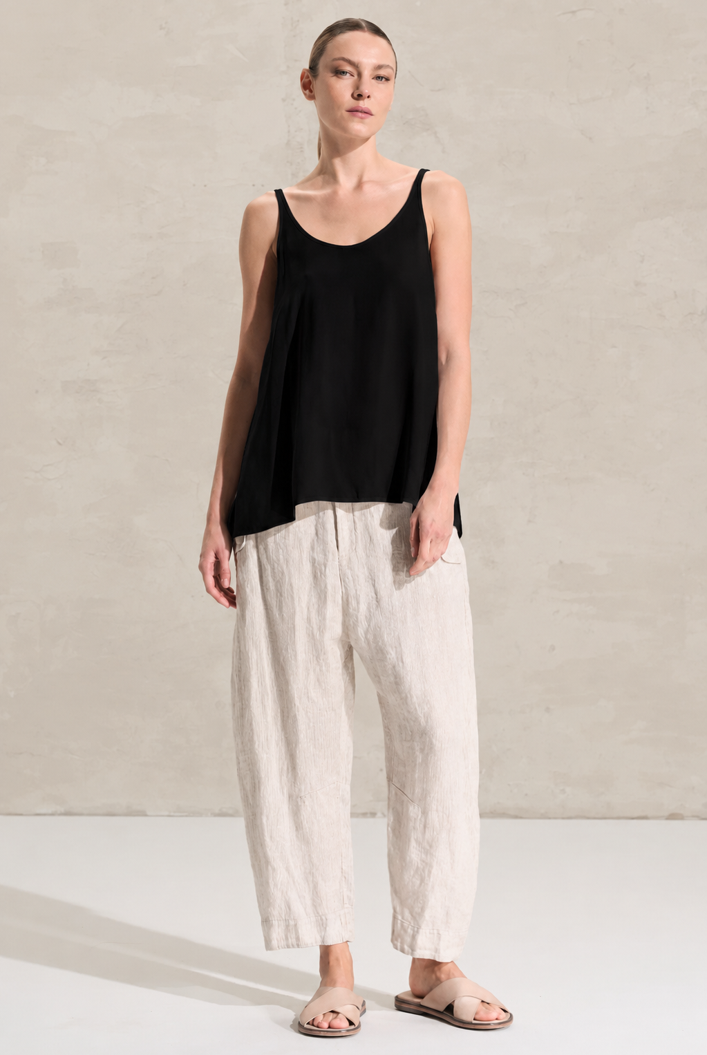 Elastic Viscose Crepe Tank - Black by Transit Par-Such — view 4