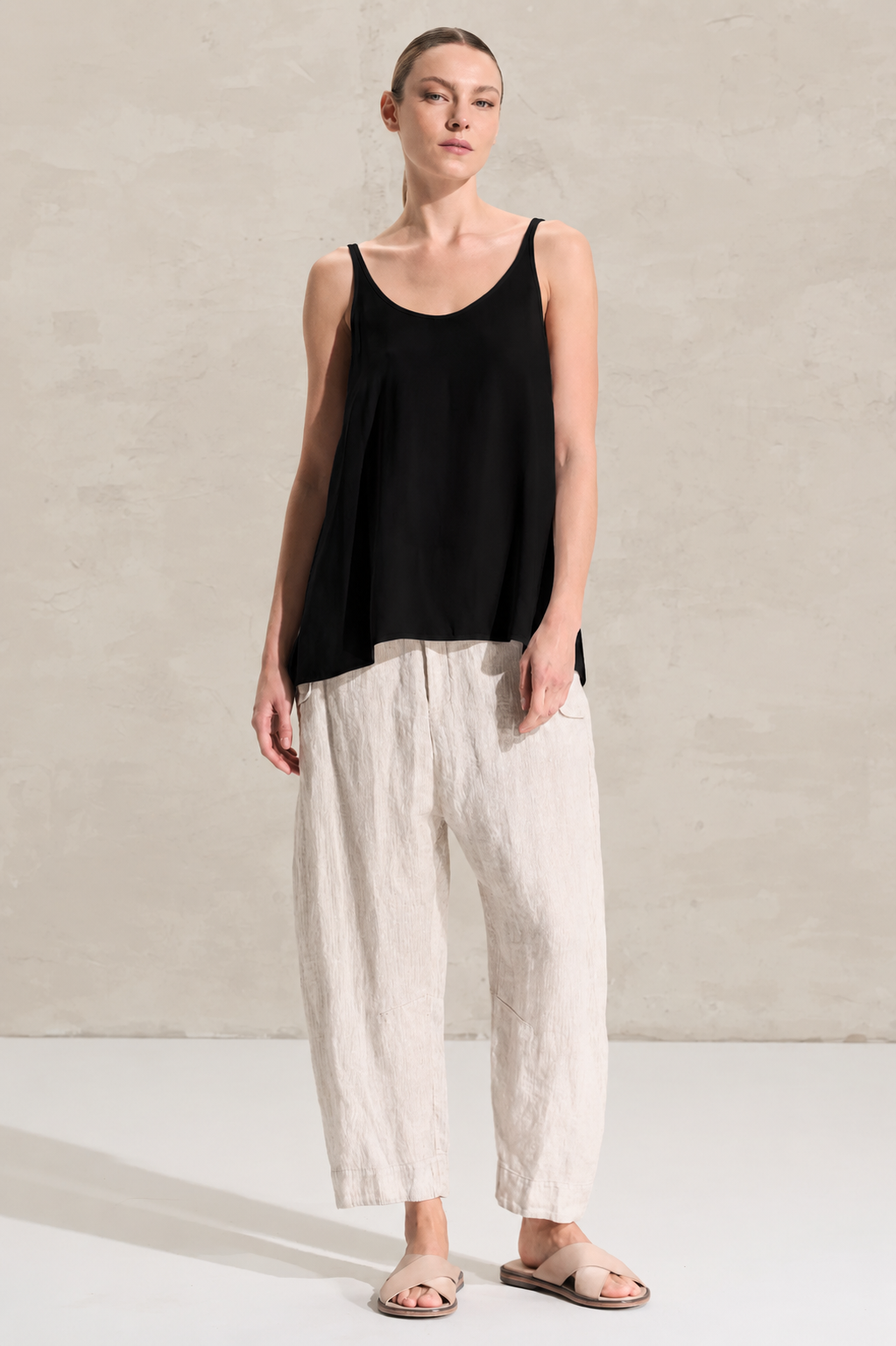 Elastic Viscose Crepe Tank - Black by Transit Par-Such — view 4