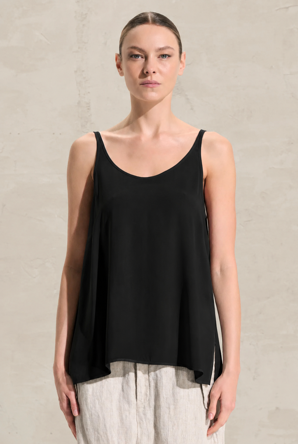 Elastic Viscose Crepe Tank - Black by Transit Par-Such | 25 South Boutiques