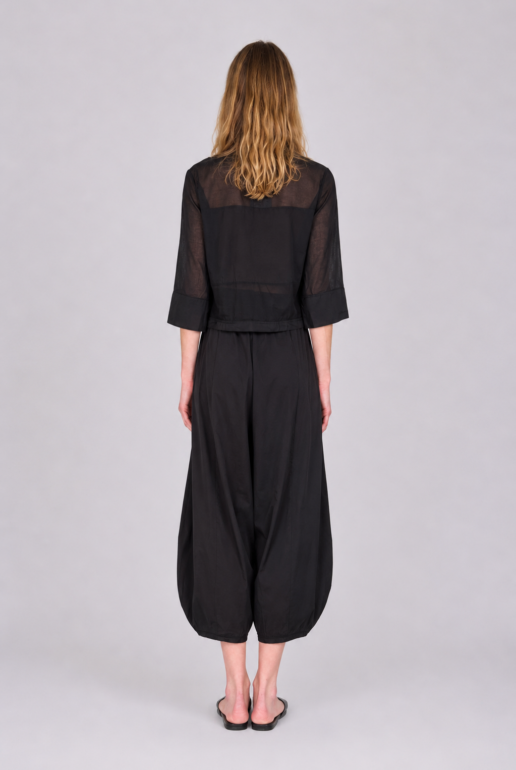 Fabric Blocking Short Sleeve Blouse - Black by Transit Par-Such — view 3