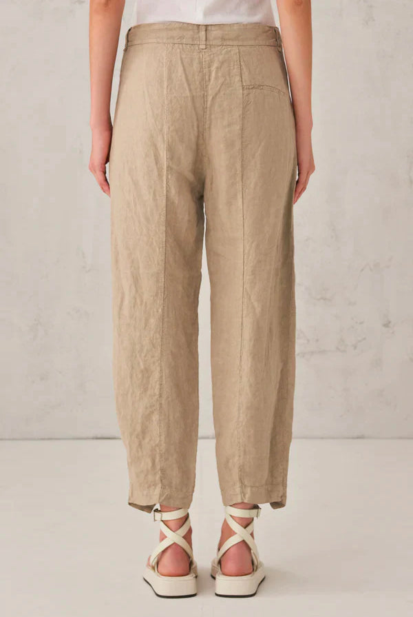 Comfort Fit Linen Trousers - Nut by Transit Par-Such — view 4