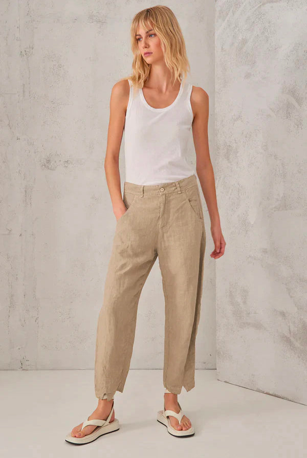 Comfort Fit Linen Trousers - Nut by Transit Par-Such | 25 South Boutiques